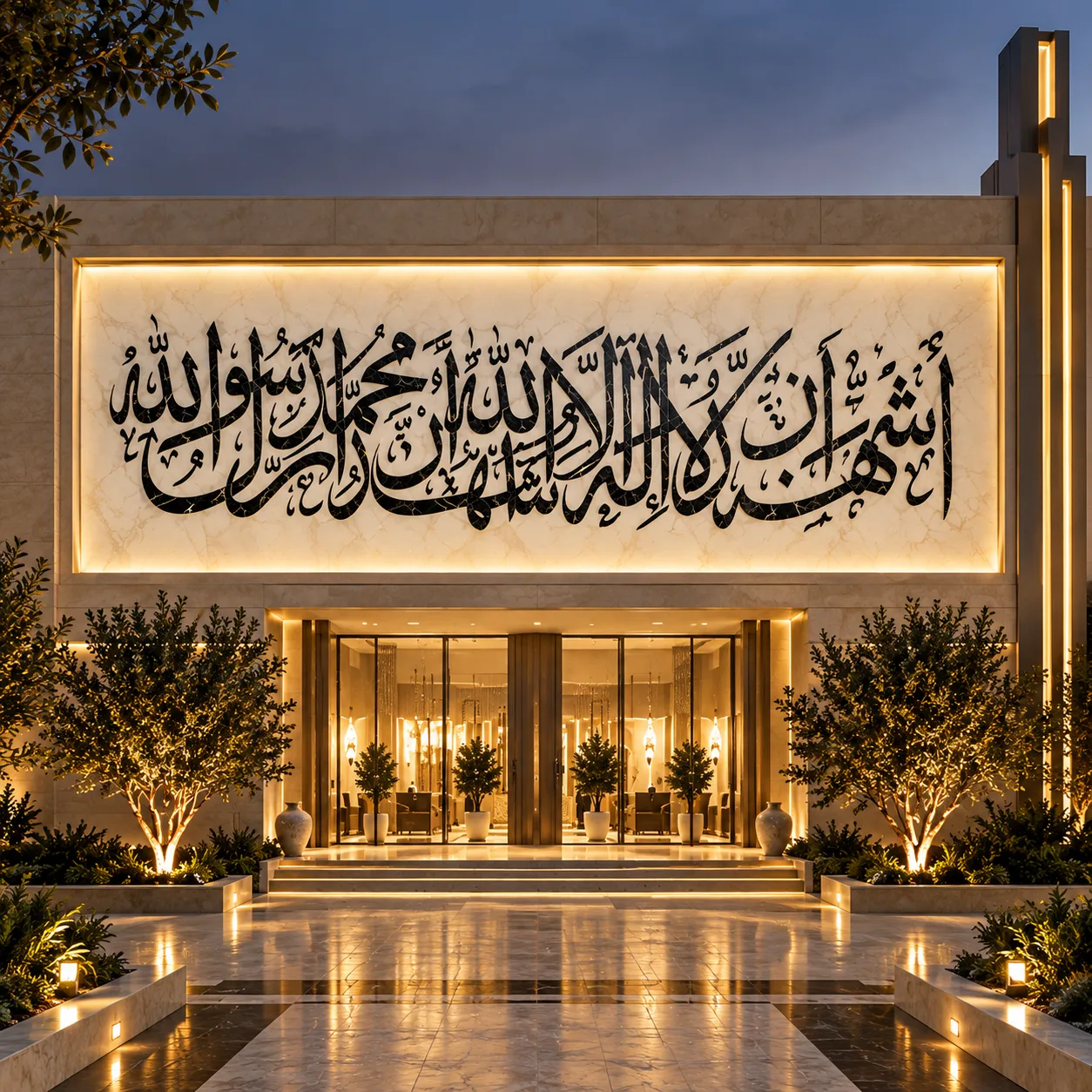 Custom Islamic Arabic Calligraphy Marble Inlay Wall Panel