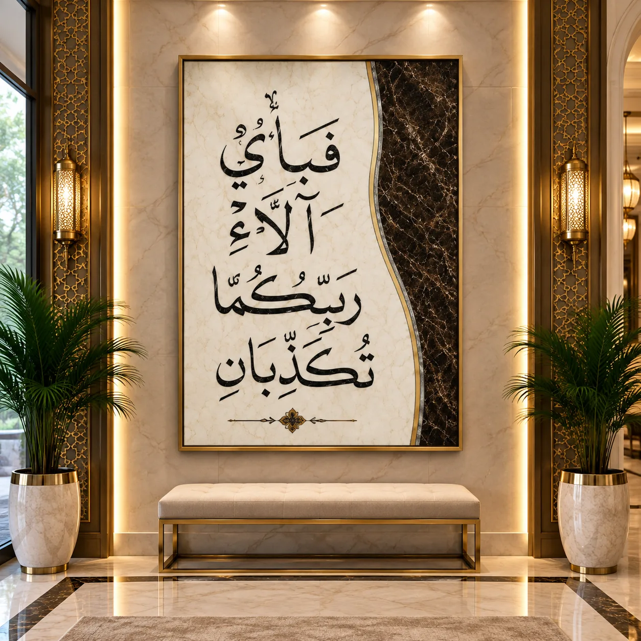 Fa-Biayyi Ala-I Rabbikuma Tukaddiban Marble Inlay Wall Art
