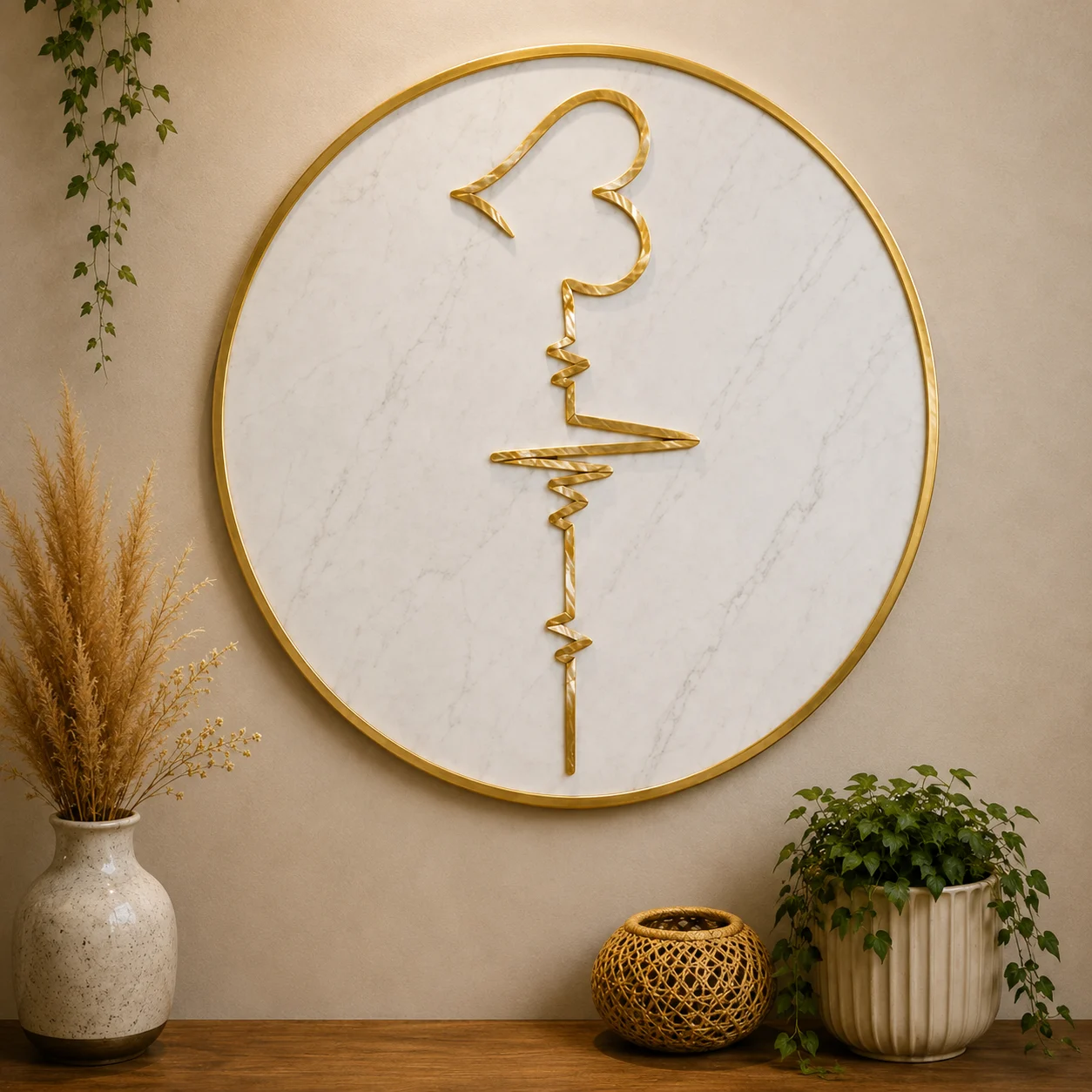 Golden Contour Marble Wall Art