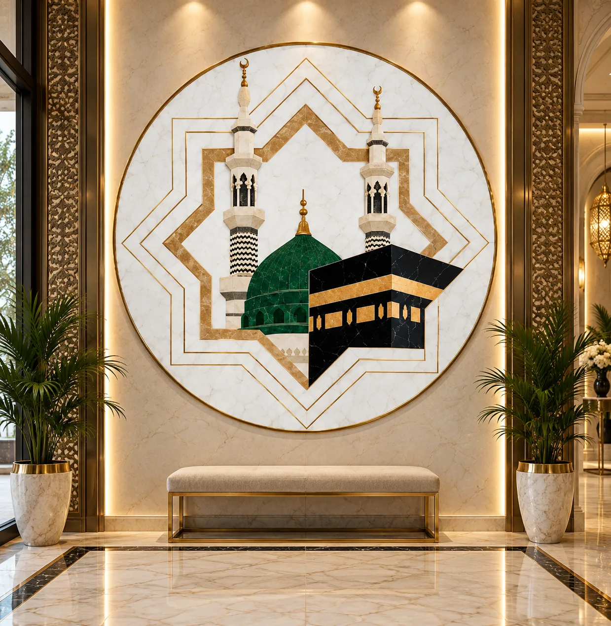 Sacred Harmony Islamic Marble Inlay Wall Art