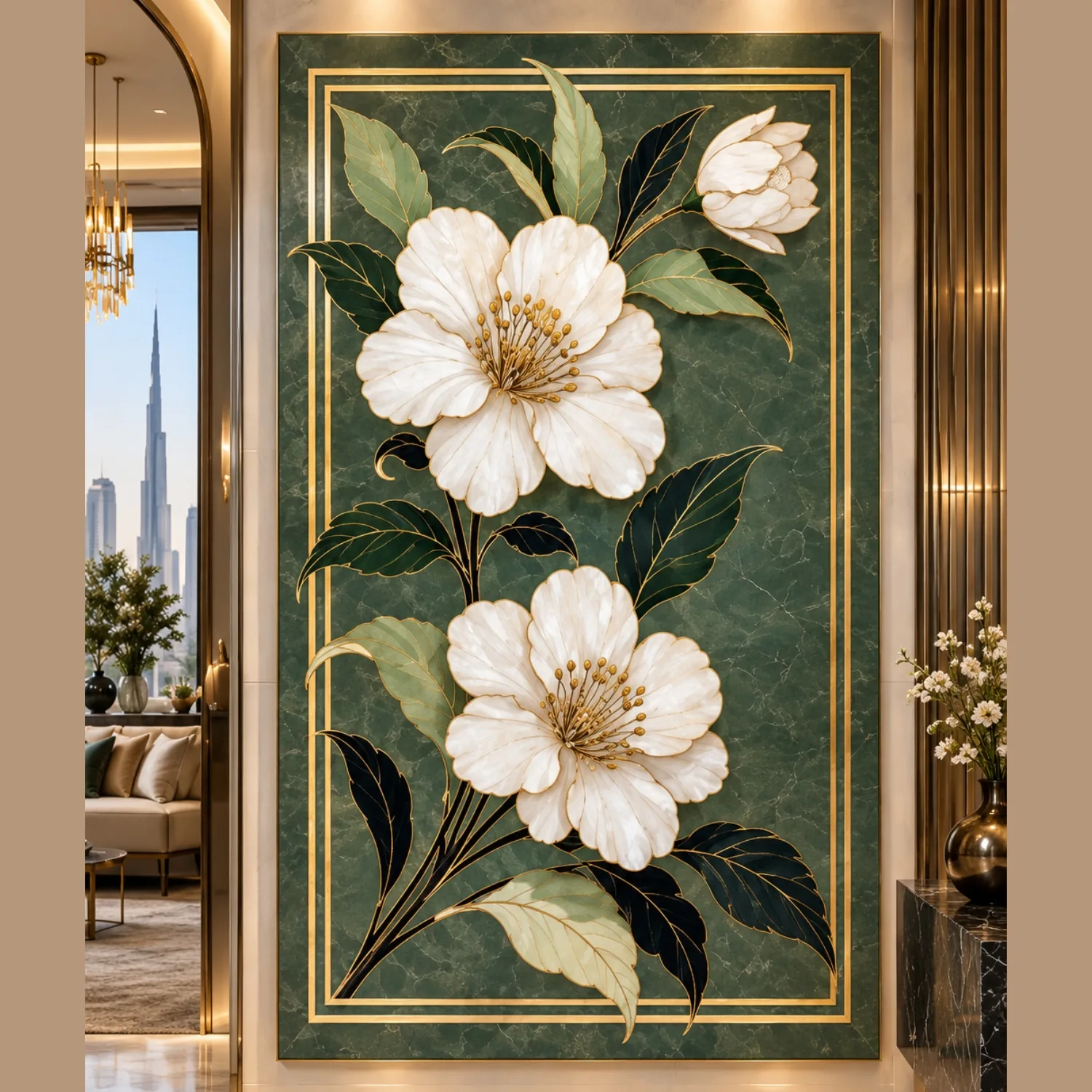 Sage Garden Marble Inlay Wall Art