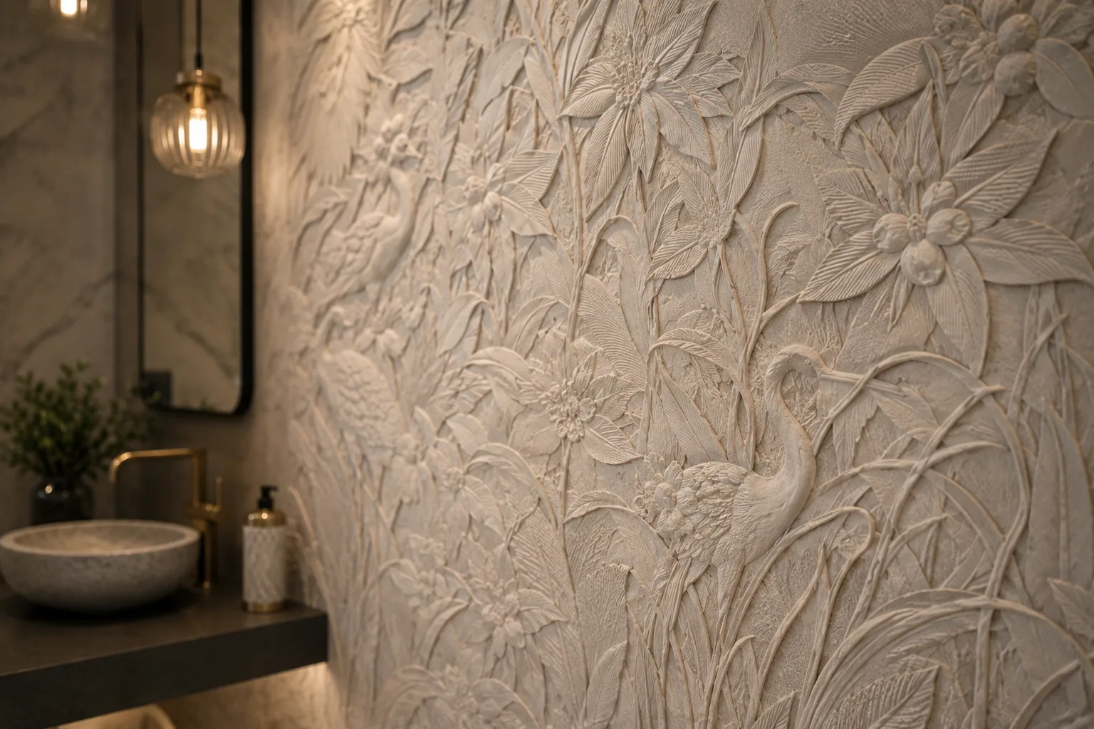 Eden Garden Hand-Carved Marble Wall Mural