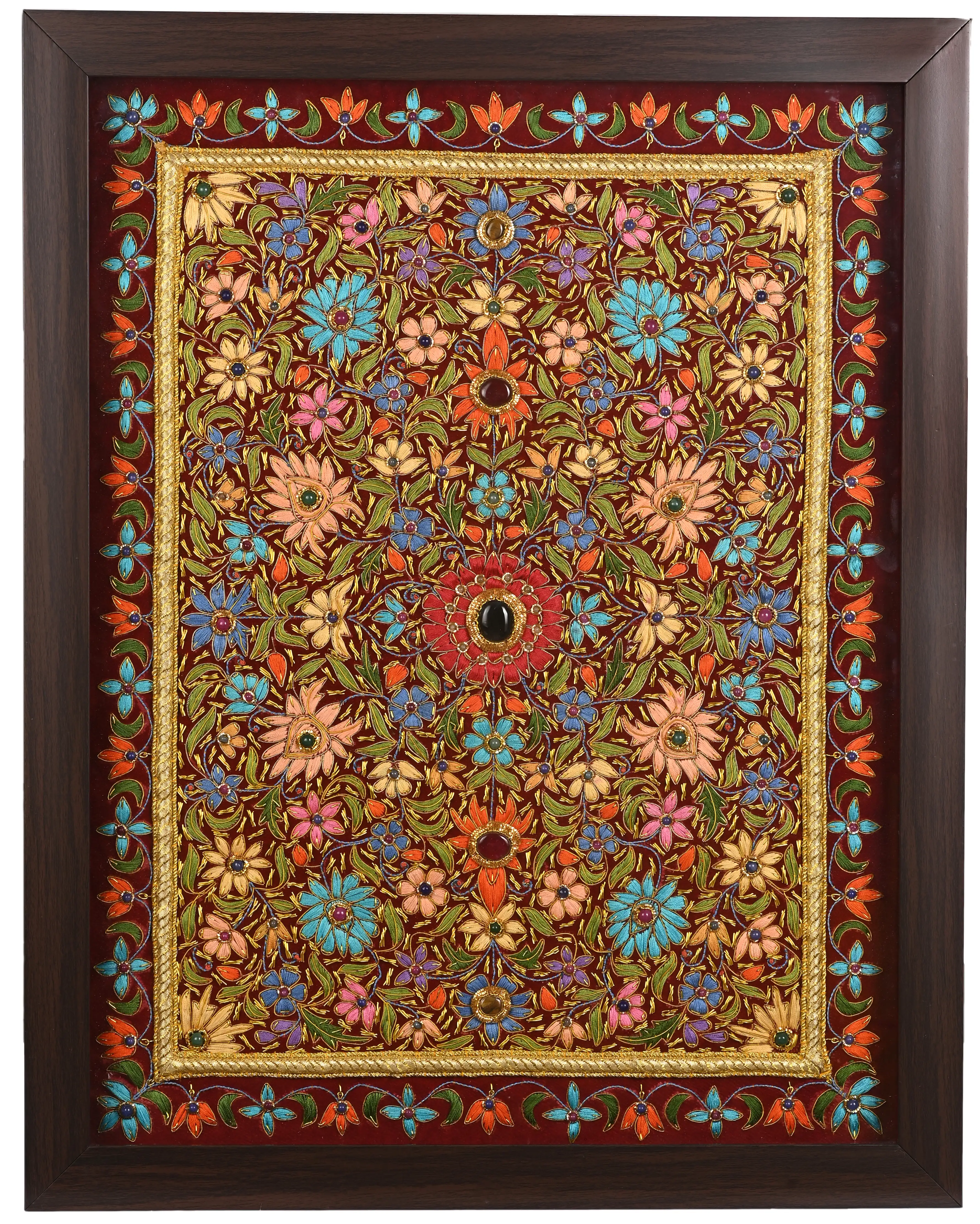 Handcrafted Floral Zardozi Artwork Panel