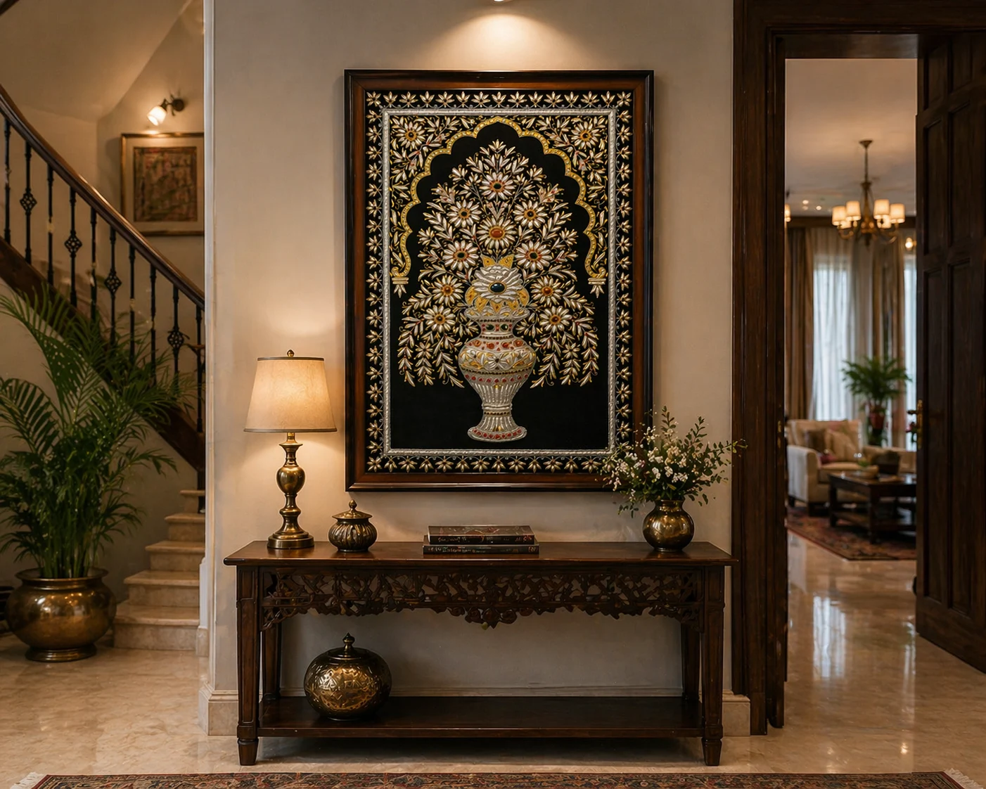 Jeweled Floral Vase Elegance Wall Art