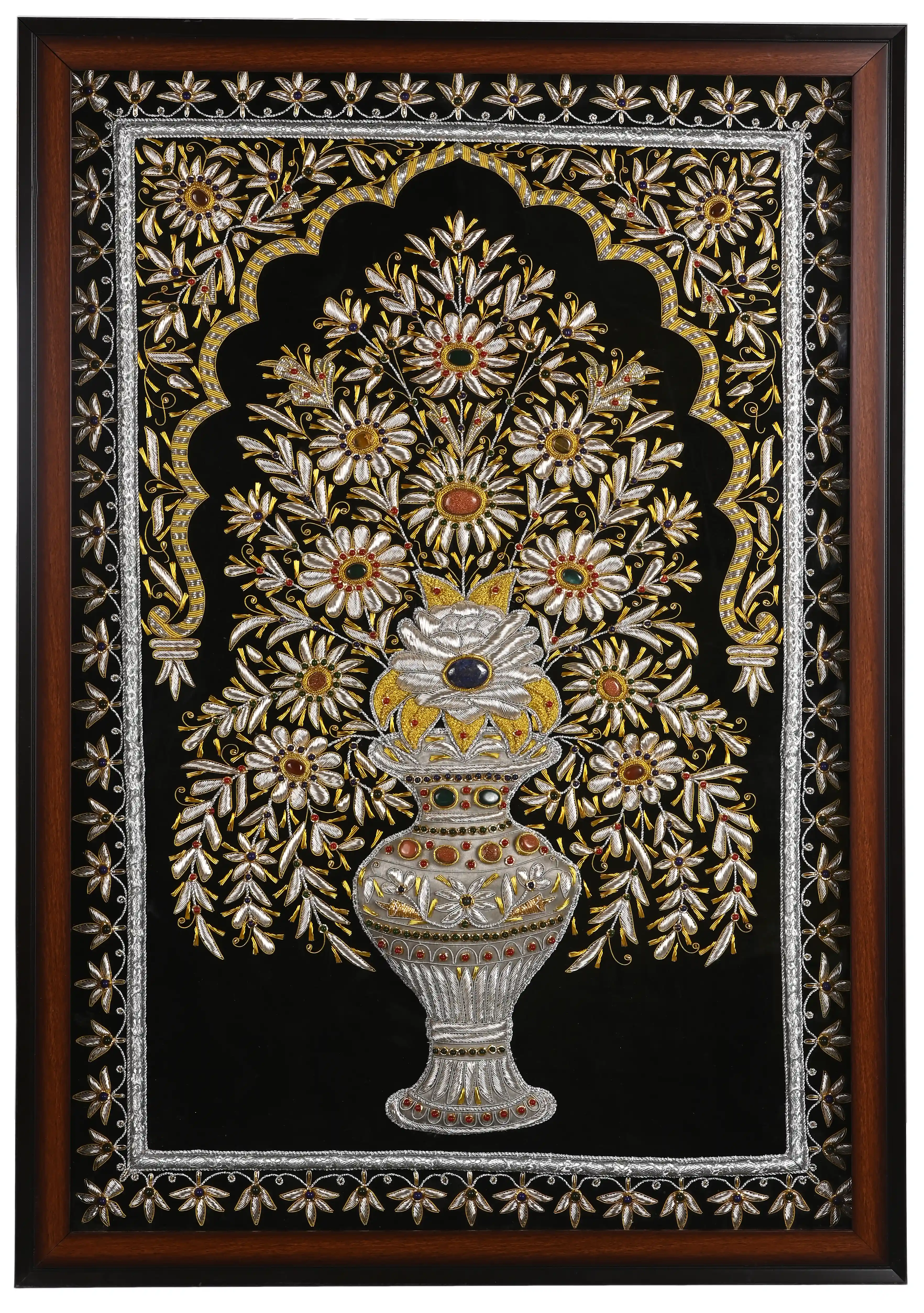 Jeweled Floral Vase Elegance Wall Art