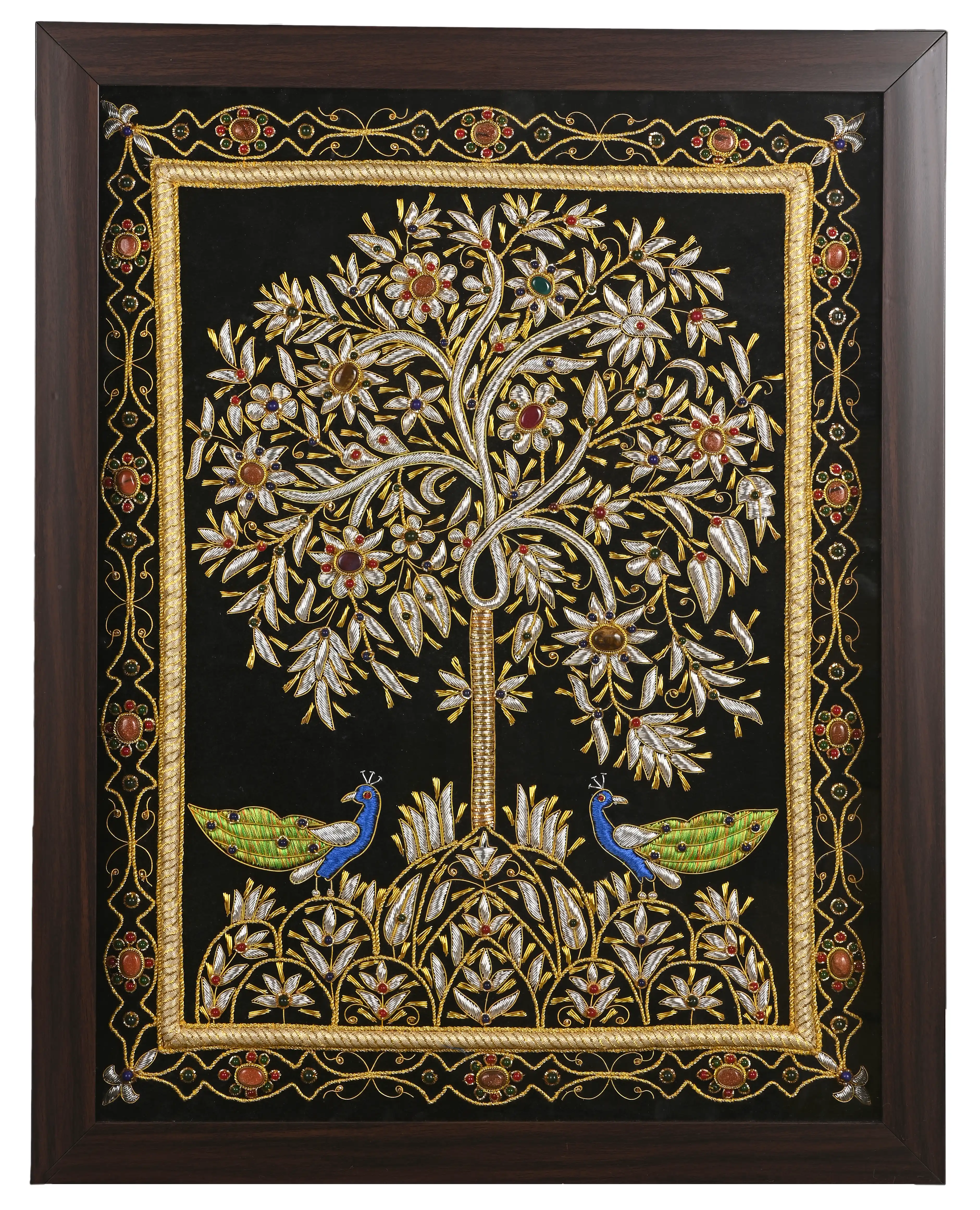 Jeweled Tree with Peacocks Wall Art